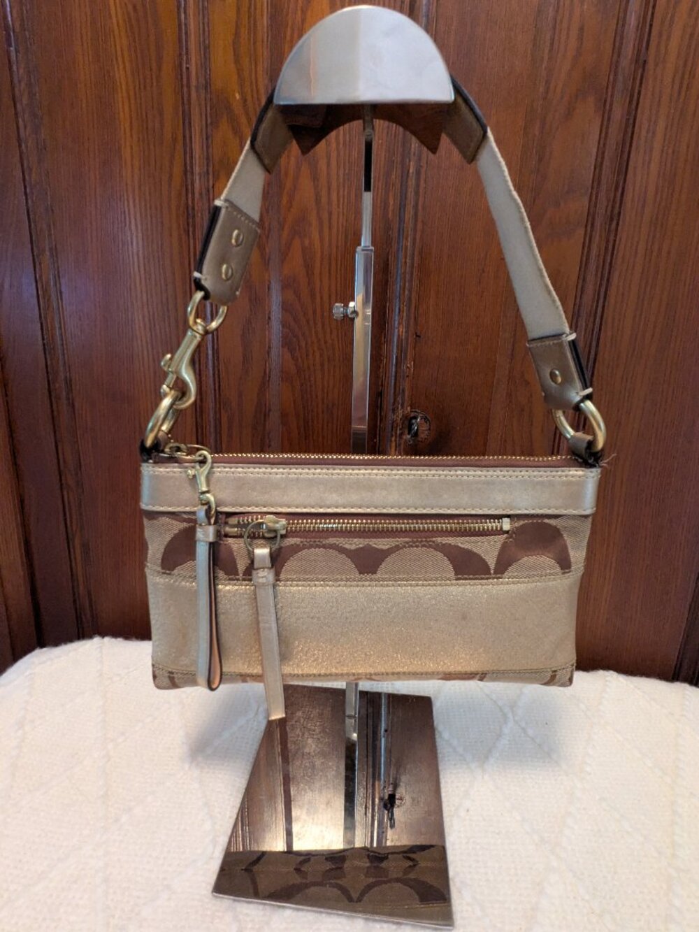 Coach Signature Gold Stripe Demi Shoulder Bag Purse 2006 10120